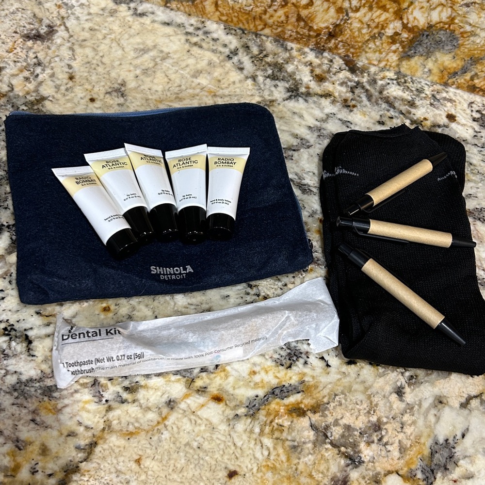 Shinola Detroit blue felt AA plane Dopp kit